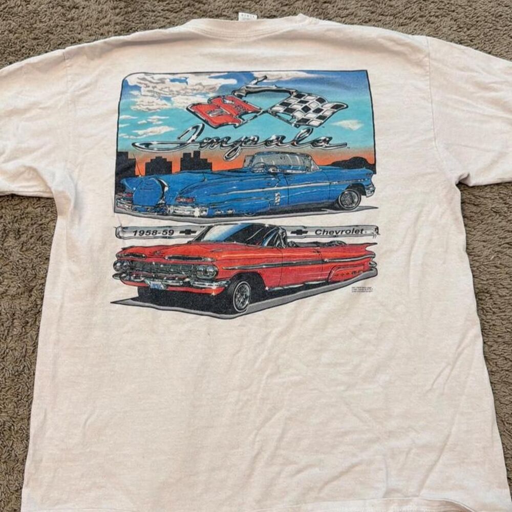 Chevrolet Men's White and Cream T-shirt